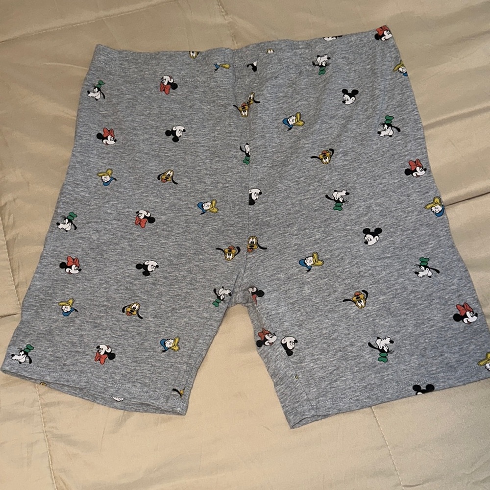 Disney Gray Bike Shorts with Character Print